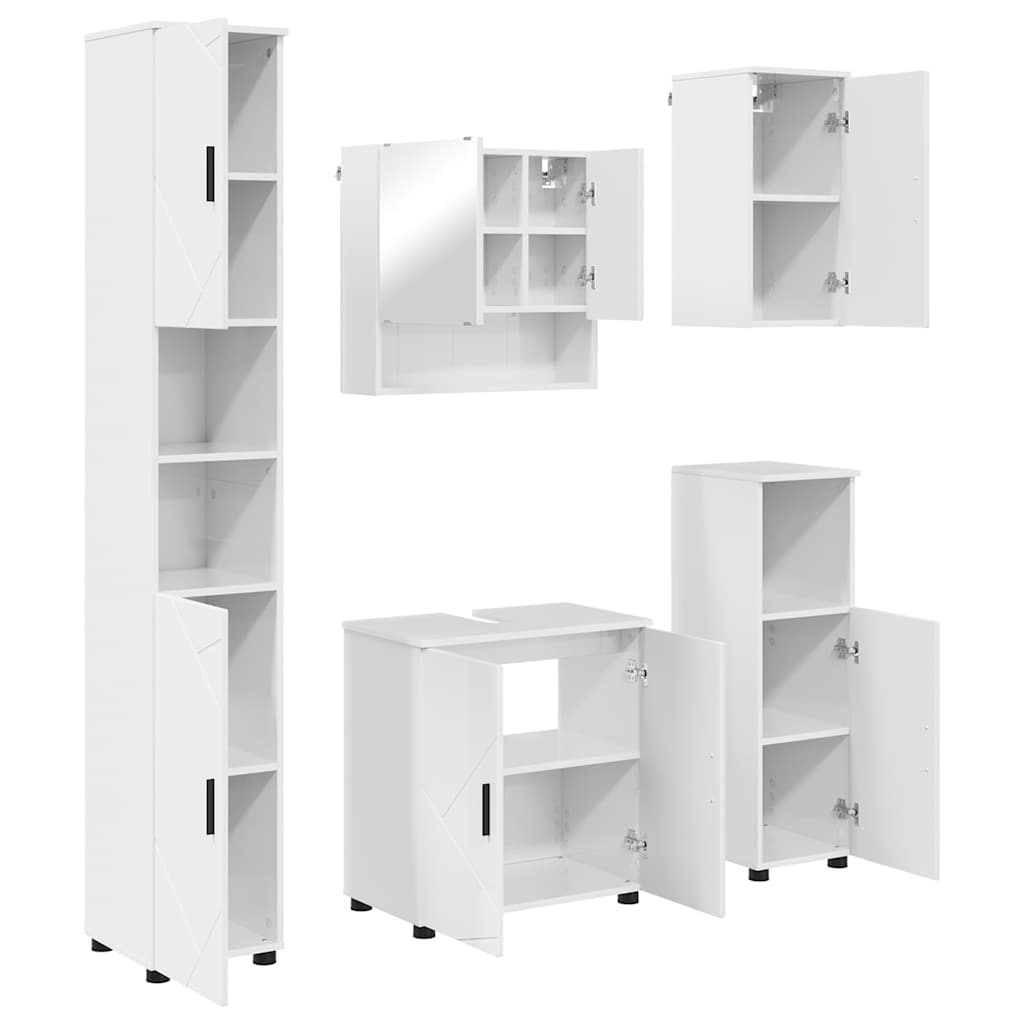 Bathroom Furniture Set Wall-mounted 5 pcs High Gloss White