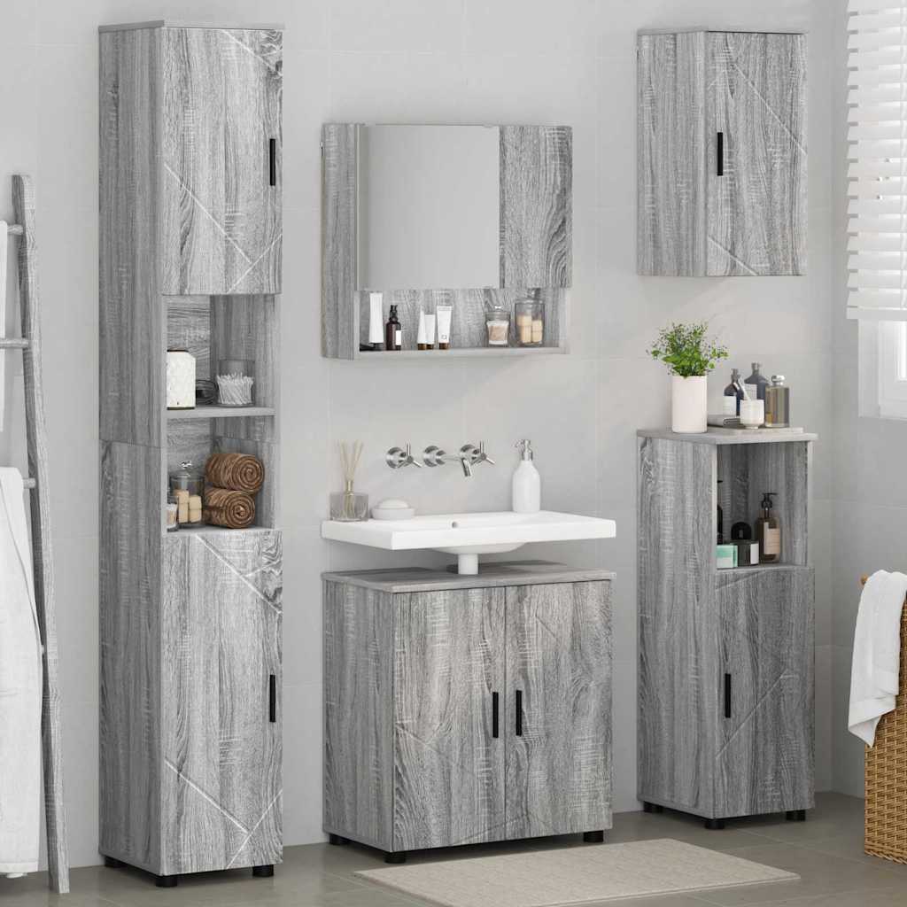 Bathroom Furniture Set 5 pcs Grey Sonoma 61 x 35 x 64 cm