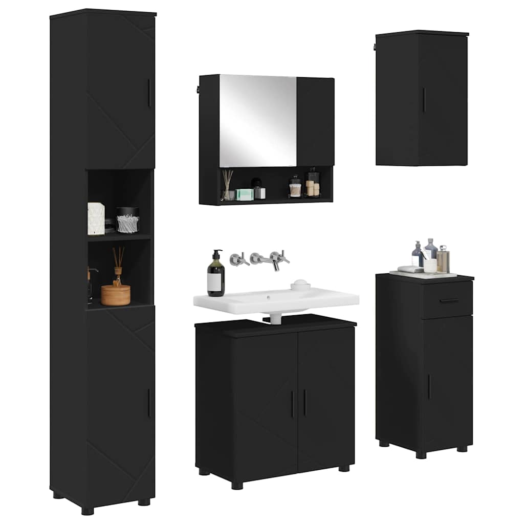 Bathroom Furniture Set 5 pcs Black 61 x 35 x 64 cm