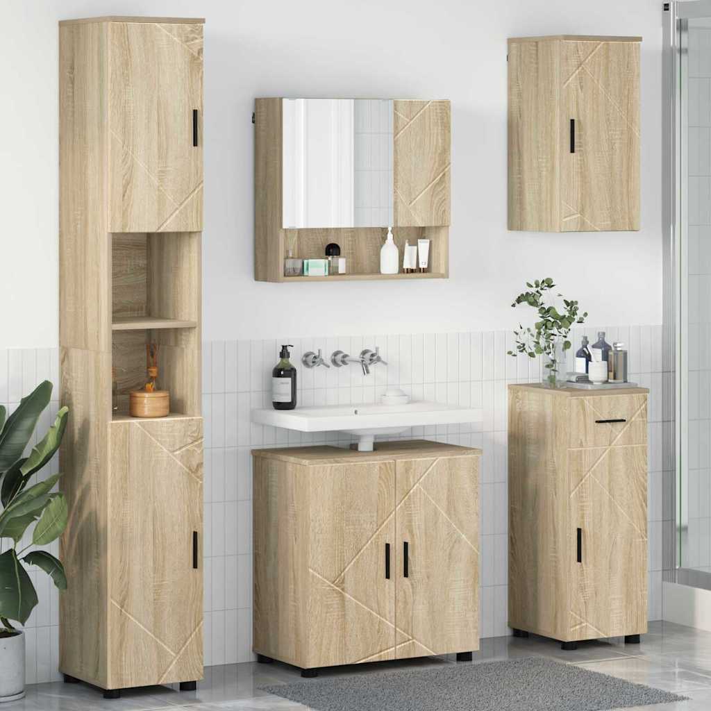 Bathroom Furniture Set 5 pcs Sonoma Oak Engineered wood & Metal