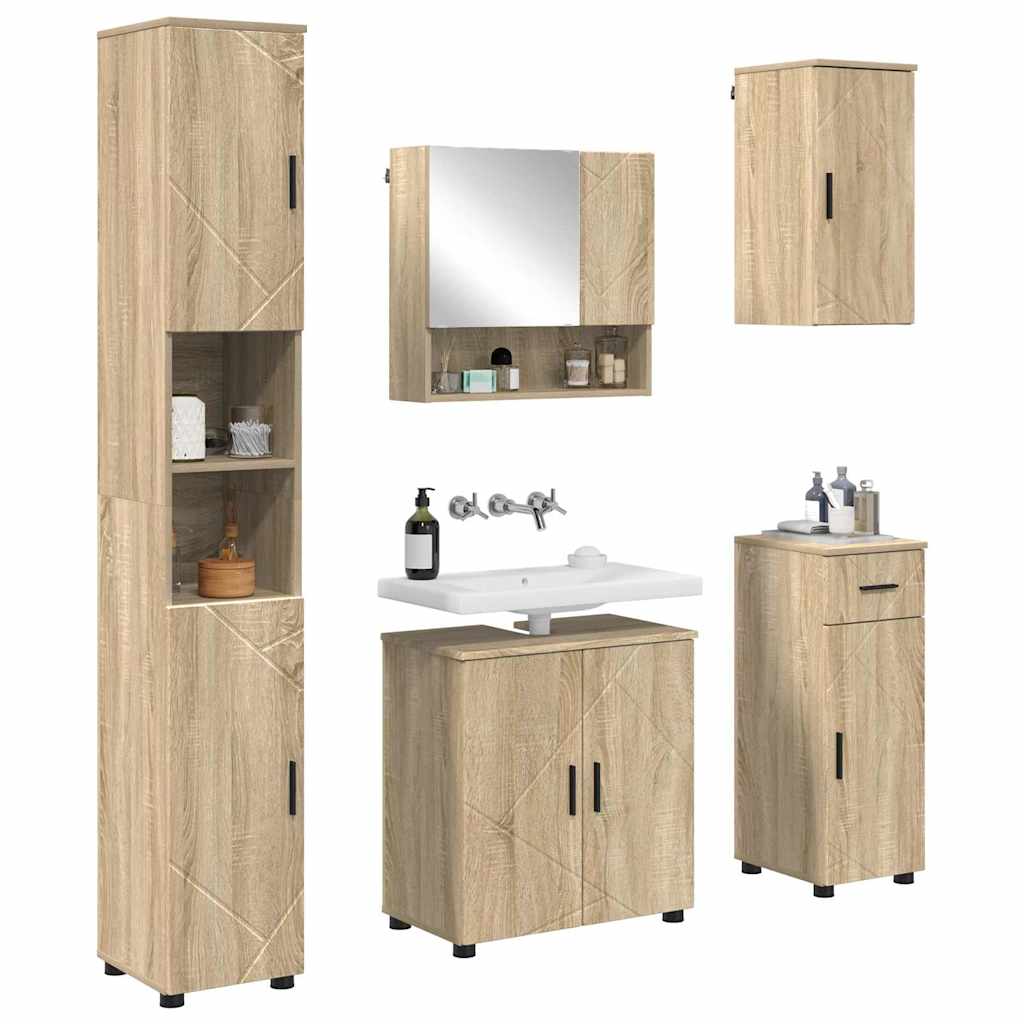 Bathroom Furniture Set 5 pcs Sonoma Oak Engineered wood & Metal