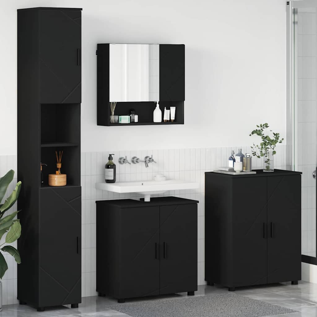 Bathroom Furniture Set 4 pcs Black 61 x 35 x 64 cm