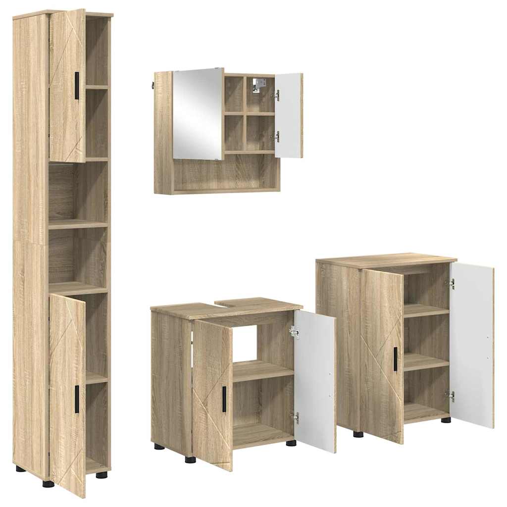Bathroom Furniture Set 4 pcs Sonoma Oak Engineered wood & Metal
