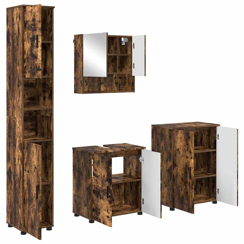 Bathroom Furniture Set 4 pcs Smoked Oak 61 x 35 x 64 cm