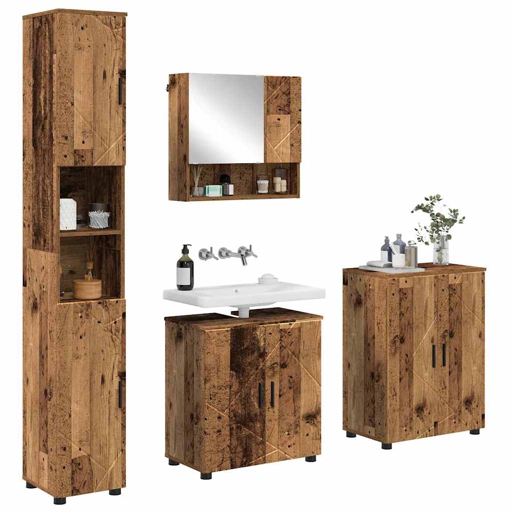 Bathroom Furniture Set 4 pcs Old Wood 61 x 35 x 64 cm