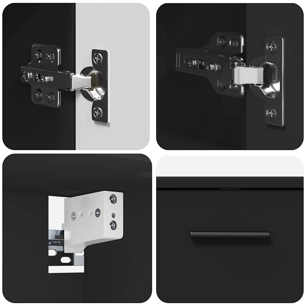 Bathroom Furniture Set 2 pcs Black Engineered Wood and Metal