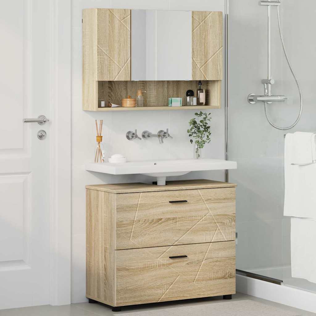 Bathroom Furniture Set with Drawer with Shelf 2 pcs Sonoma Oak
