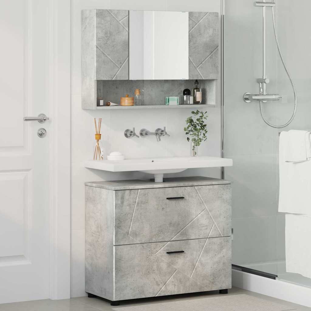 Bathroom Furniture Set with Drawer 2 pcs Concrete Grey
