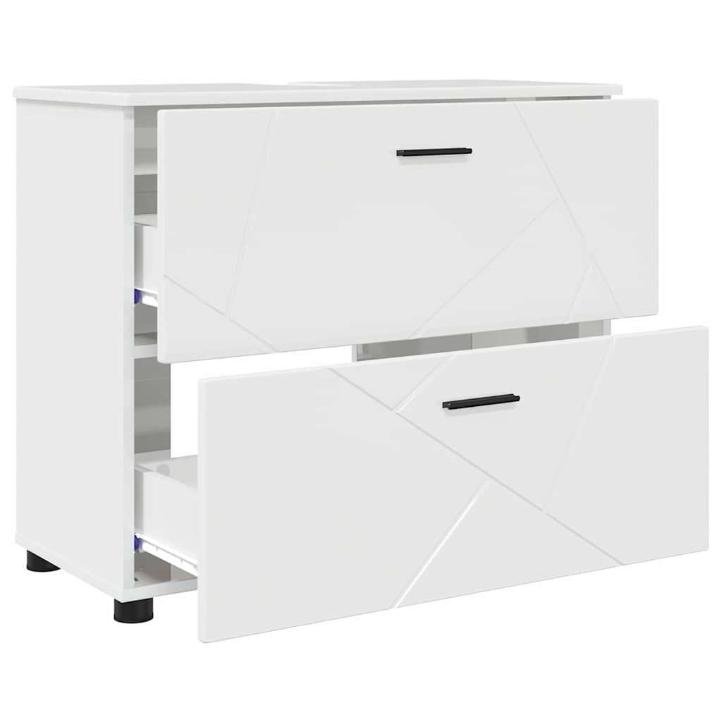 Bathroom Furniture Set with Drawer 3 pcs High Gloss White