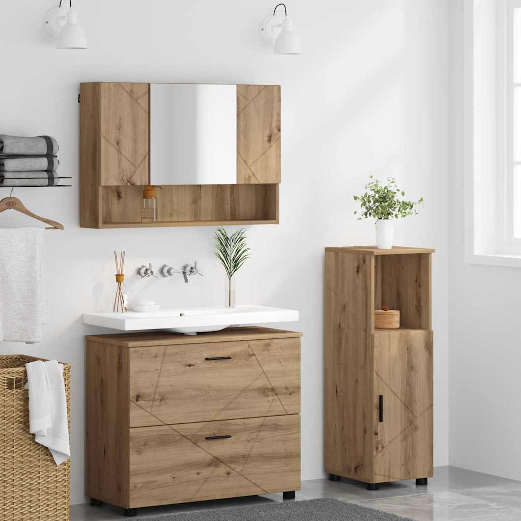 Bathroom Furniture Set 3 pcs Artisan Oak