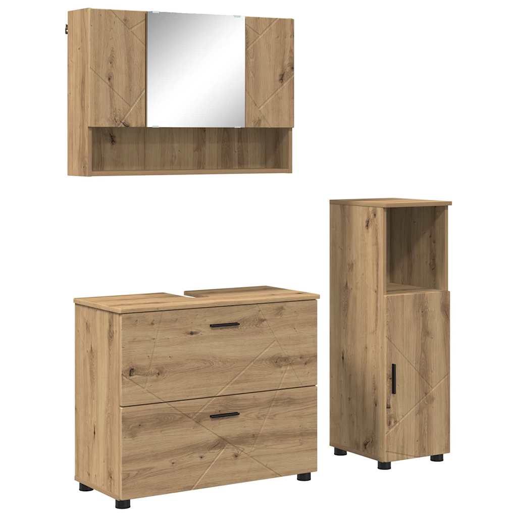 Bathroom Furniture Set 3 pcs Artisan Oak