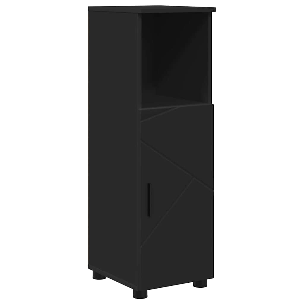 Bathroom Furniture Set 4 pcs Black Engineered Wood and Metal