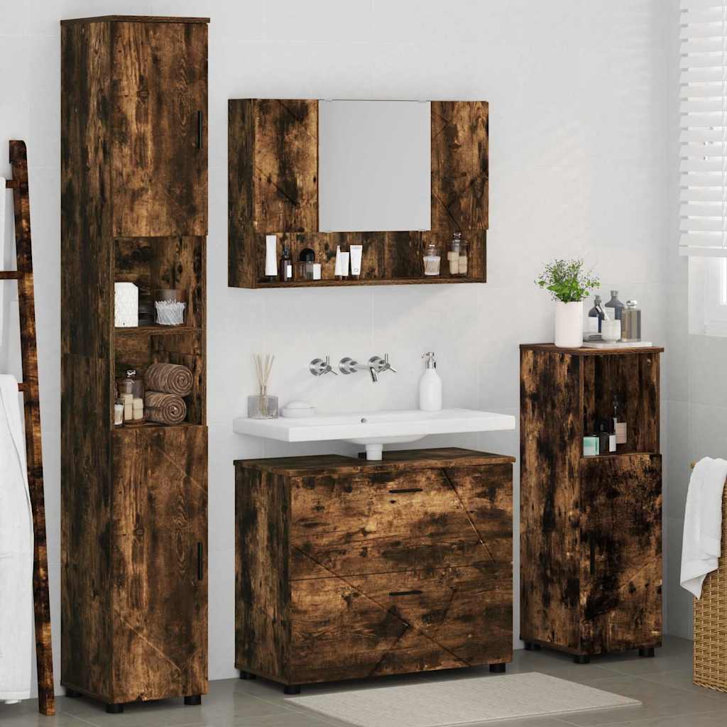 Bathroom Furniture Set 4 pcs Smoked Oak