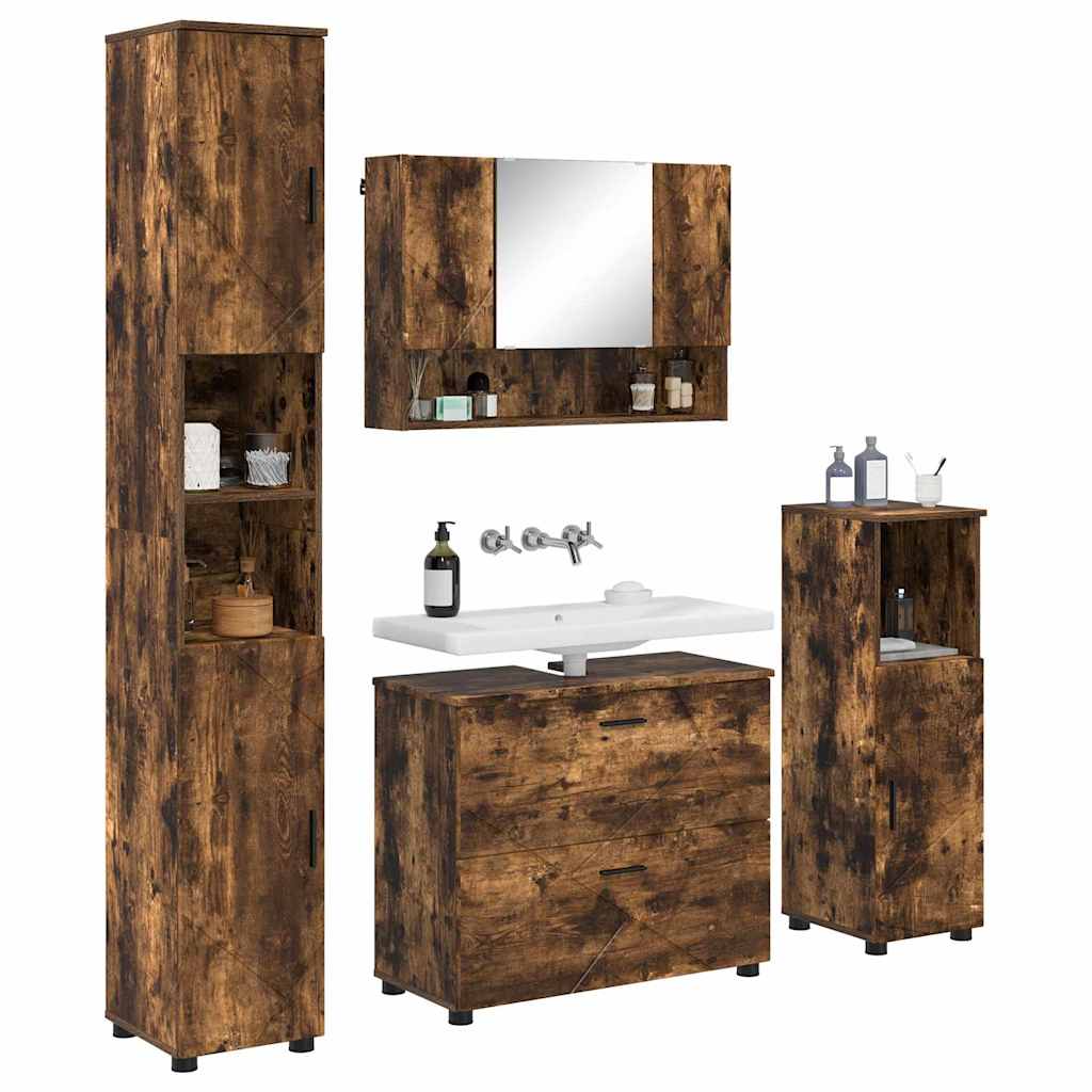 Bathroom Furniture Set 4 pcs Smoked Oak