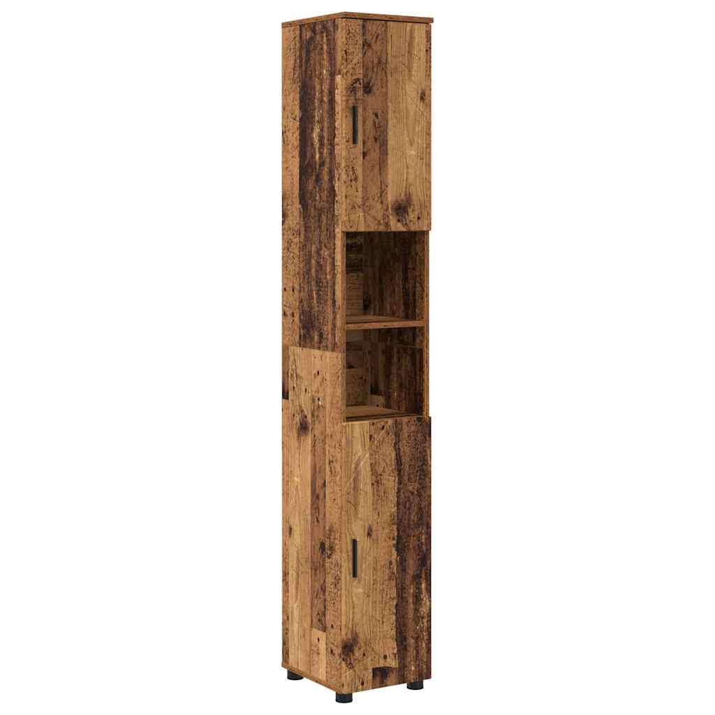 Bathroom Furniture Set 4 pcs Old Wood Engineered Wood and Metal