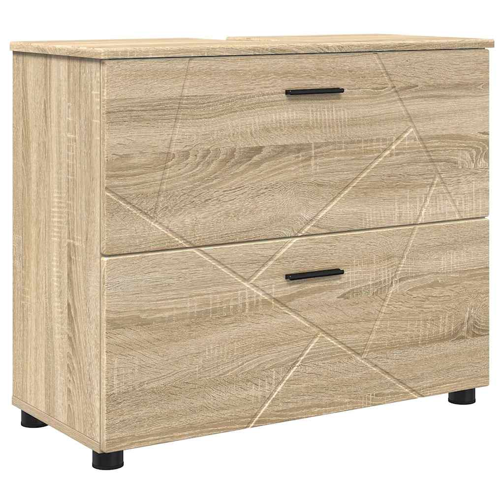 Bathroom Furniture Set with Drawer with Shelf 4 pcs Sonoma Oak