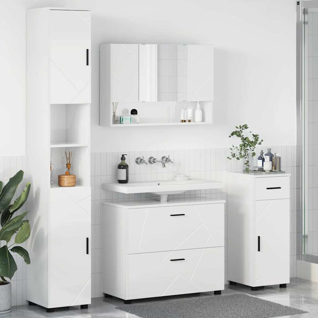 Bathroom Furniture Set with Drawer 4 pcs High Gloss White