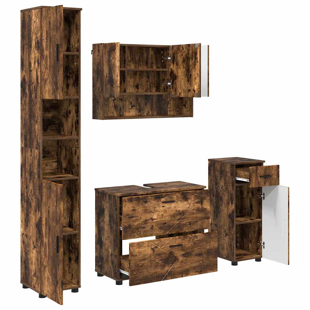 Bathroom Furniture Set 4 pcs Smoked Oak