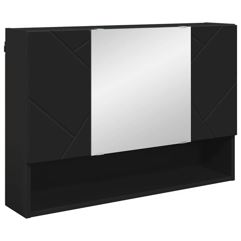Bathroom Furniture Set 5 pcs Black Engineered Wood and Metal