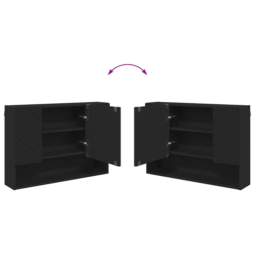 Bathroom Furniture Set 4 pcs Black Engineered Wood and Metal