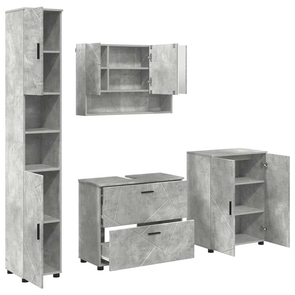 Bathroom Furniture Set with Drawer 4 pcs Concrete Grey