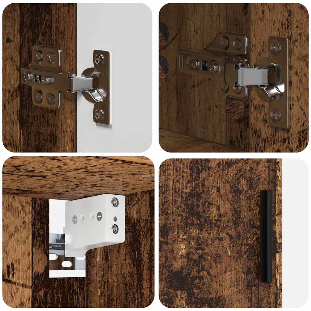 Bathroom Furniture Set 4 pcs Old Wood Engineered Wood and Metal