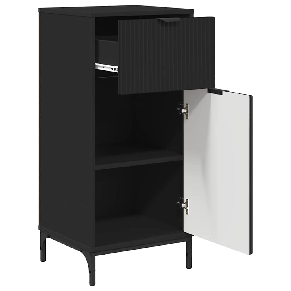 Bathroom Furniture Set 2 pcs Black Engineered Wood and Metal