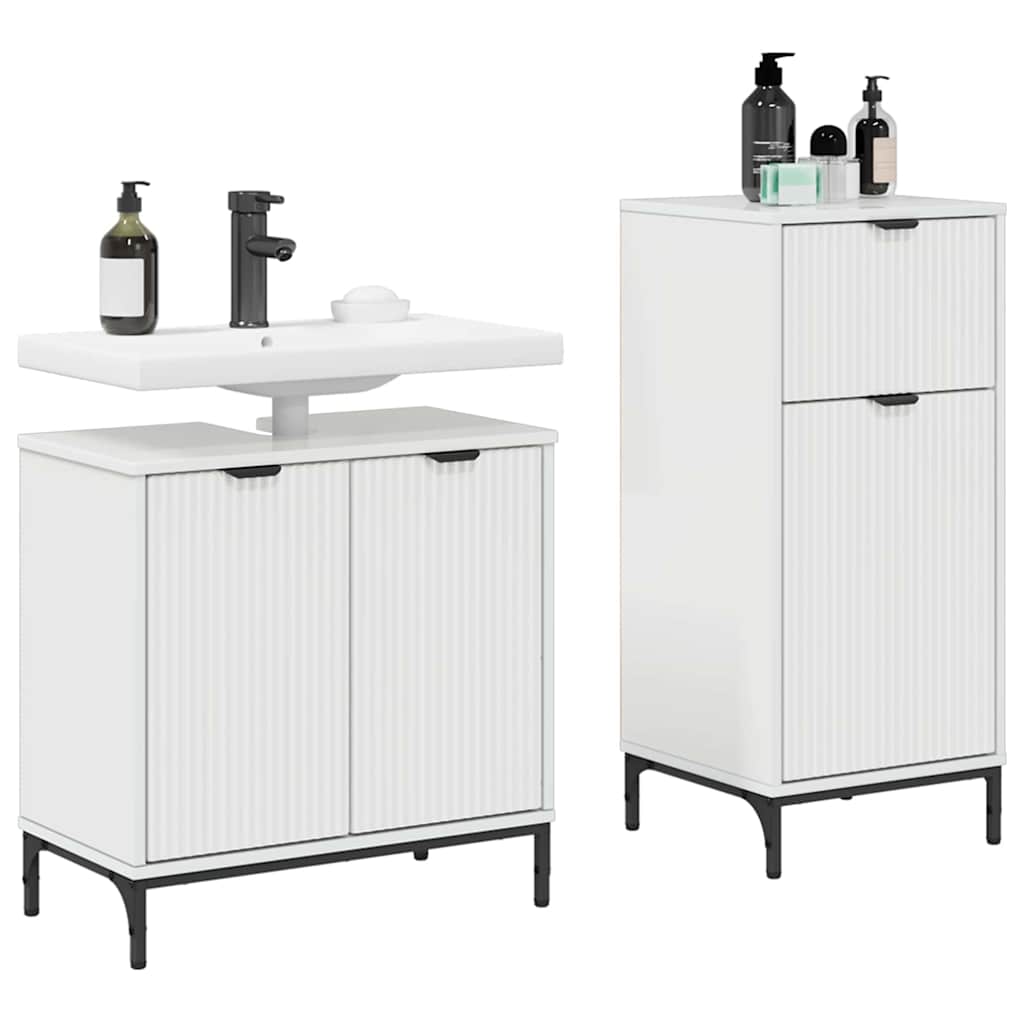 Bathroom Furniture Set with Drawer 2 pcs High Gloss White
