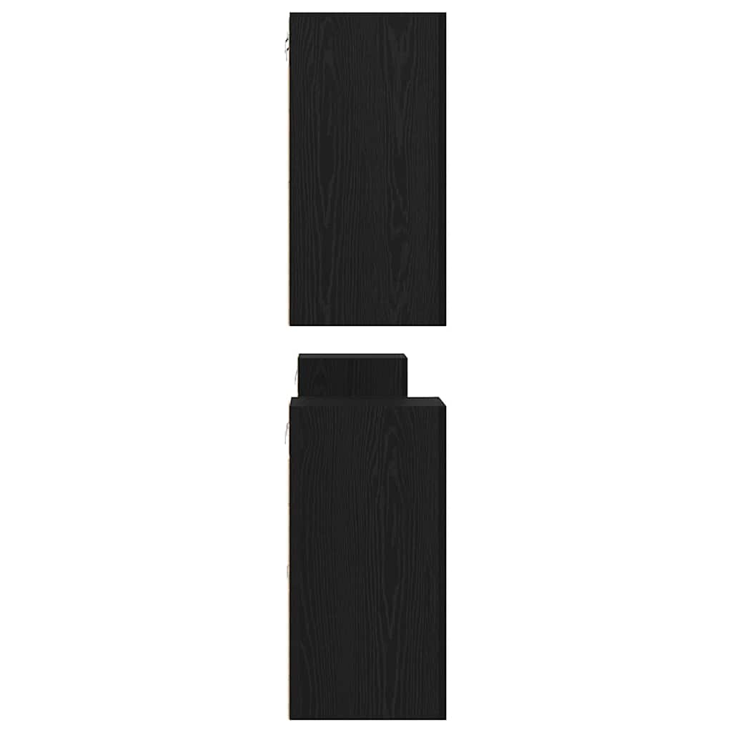 TV Cabinet Set Wall-mounted Black Oak Engineered Wood
