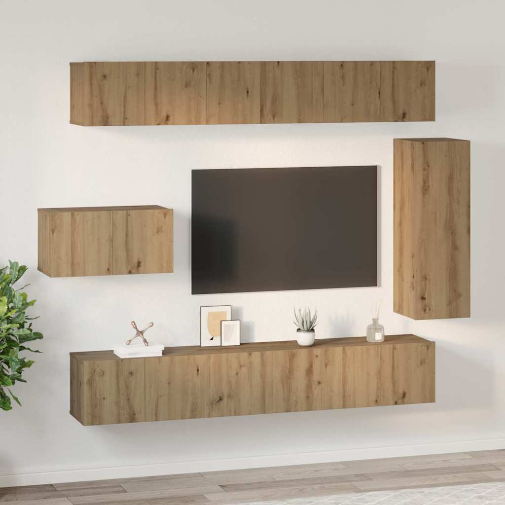 TV Cabinet Set 8 pcs Artisan Oak Engineered Wood