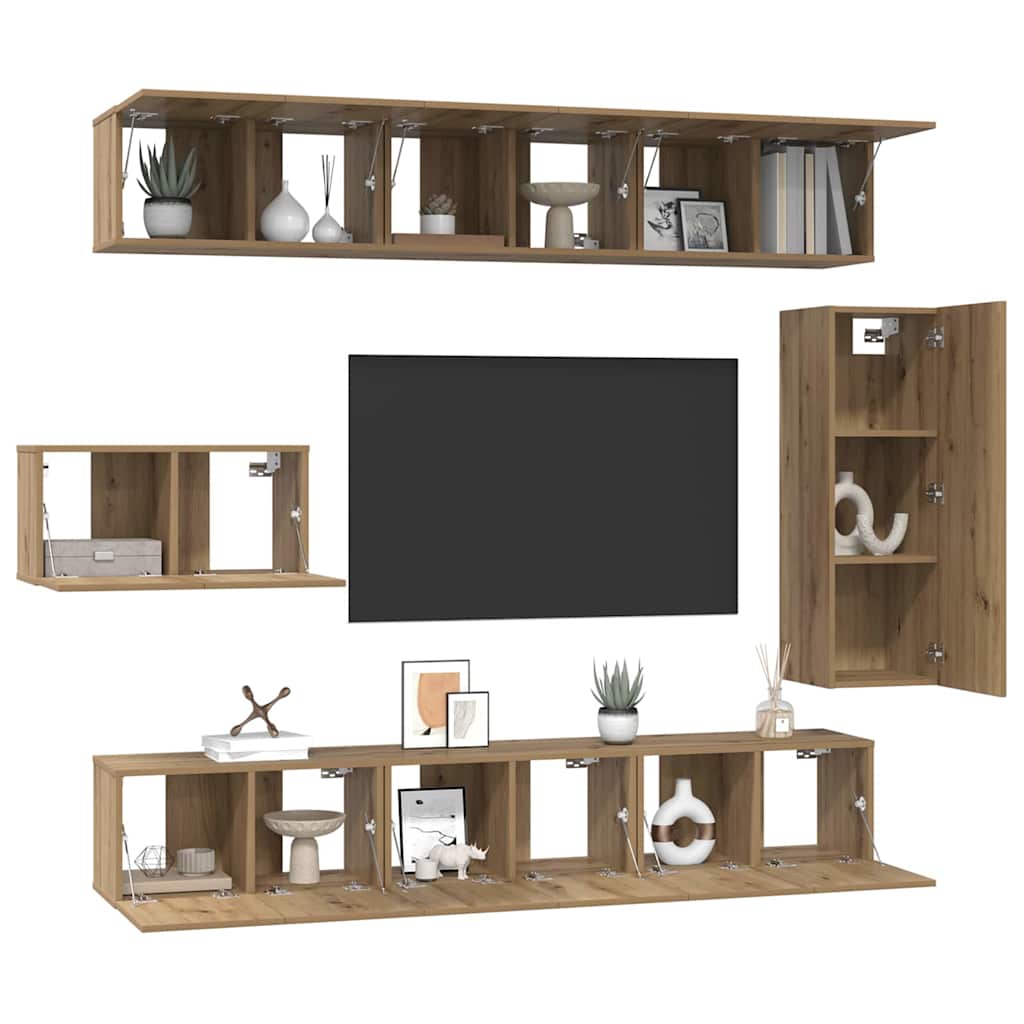 TV Cabinet Set 8 pcs Artisan Oak Engineered Wood