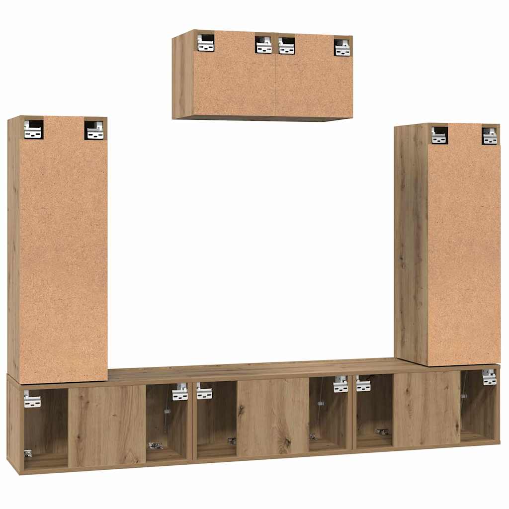 TV Cabinet Set 7 pcs Artisan Oak Engineered Wood