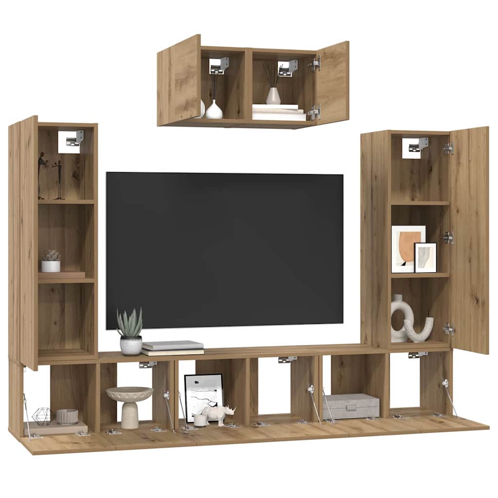 TV Cabinet Set 7 pcs Artisan Oak Engineered Wood