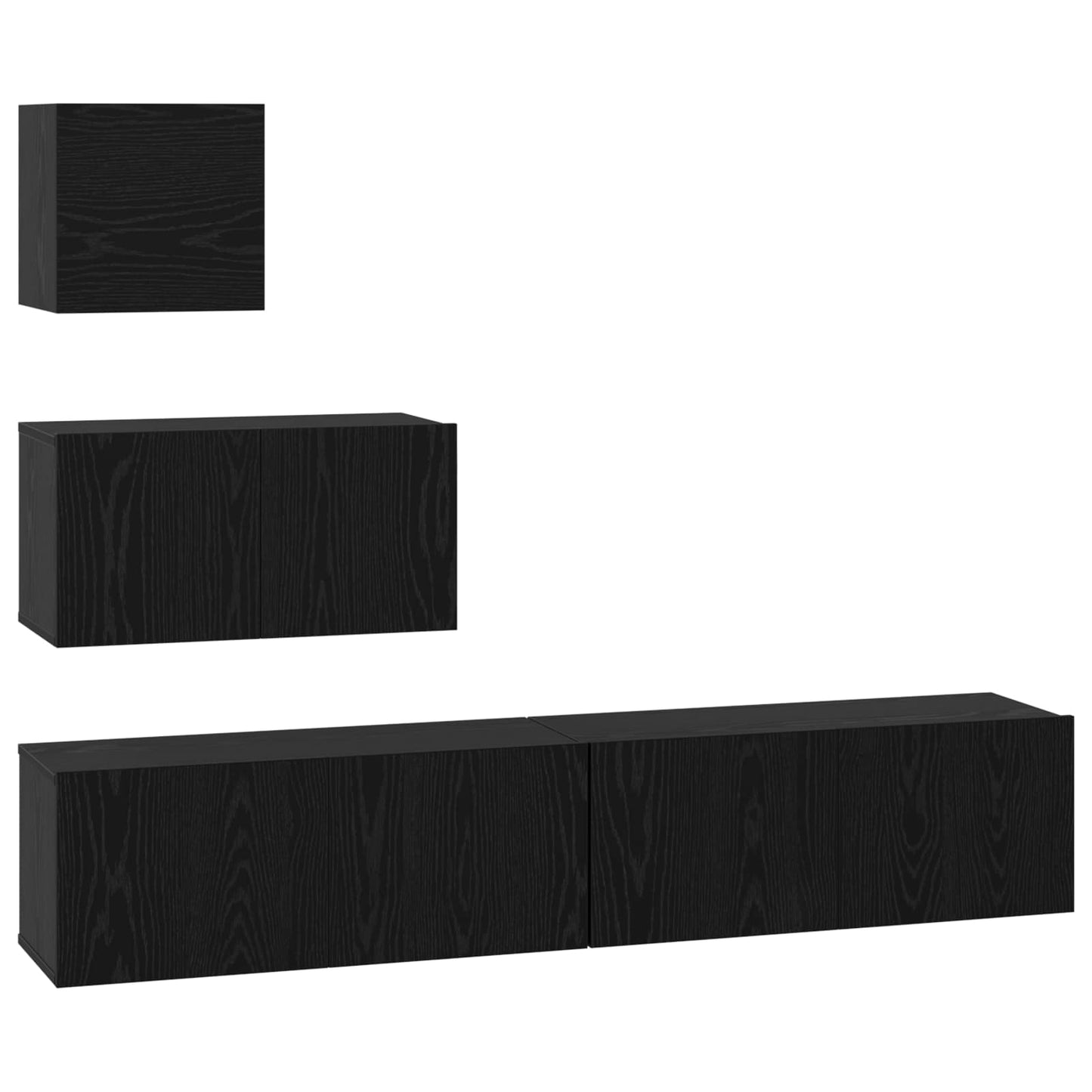 TV Cabinet Set Wall-mounted 3 pcs Black Oak Engineered Wood