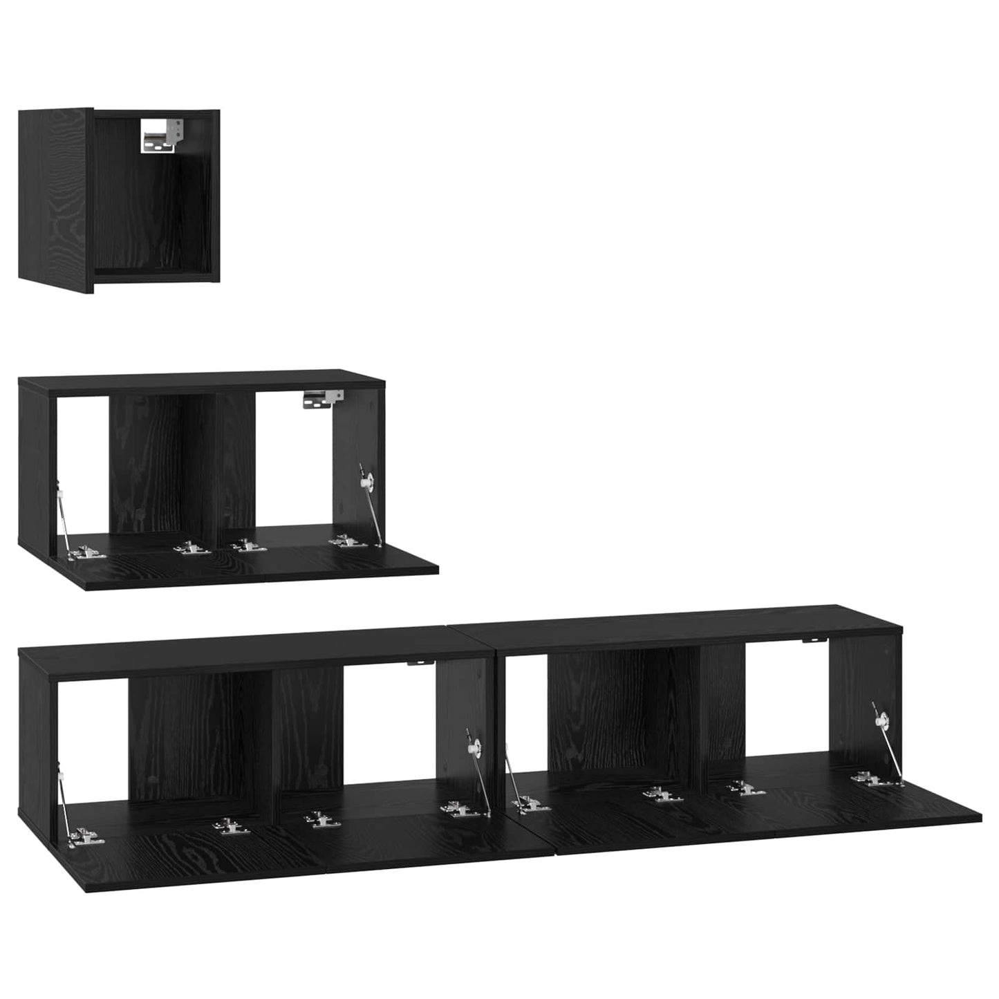 TV Cabinet Set Wall-mounted 3 pcs Black Oak Engineered Wood