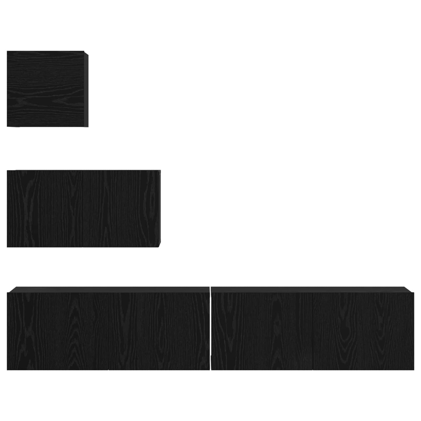 TV Cabinet Set Wall-mounted 3 pcs Black Oak Engineered Wood