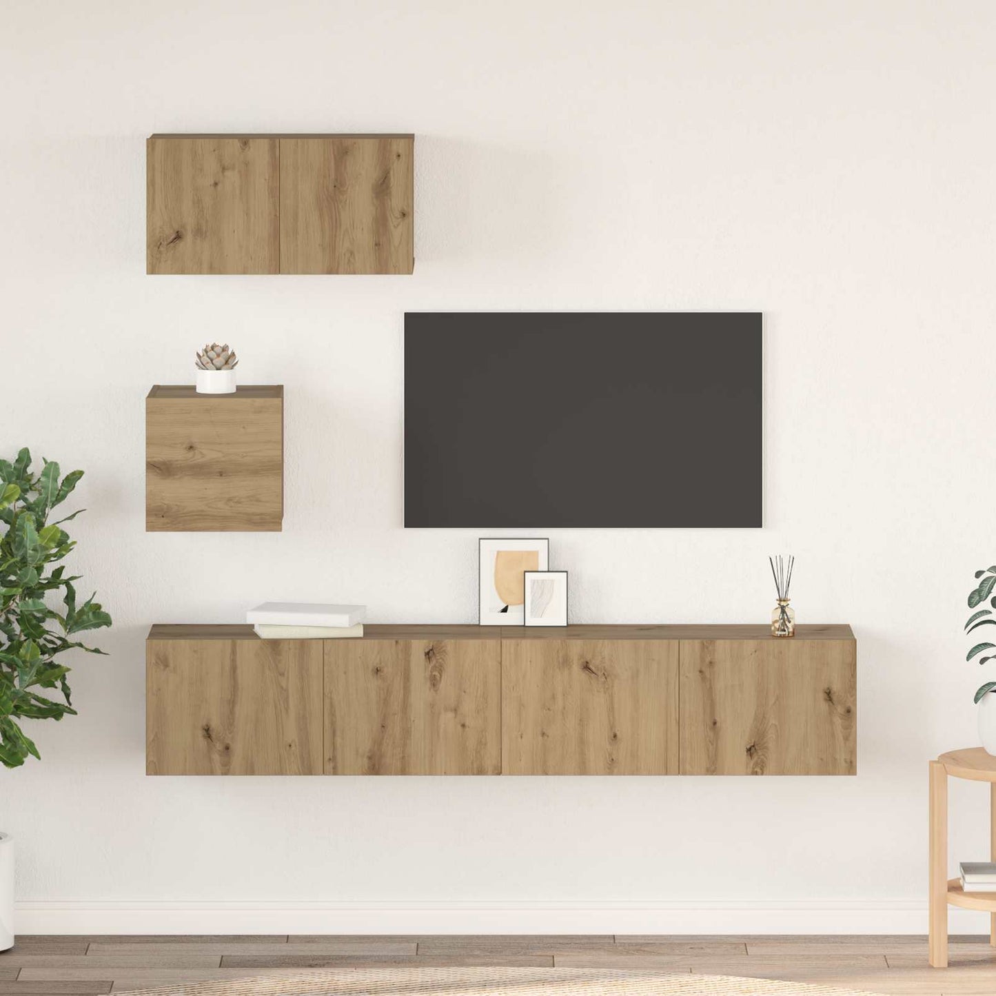 TV Cabinet Set Wall-mounted 3 pcs Artisan Oak Engineered Wood