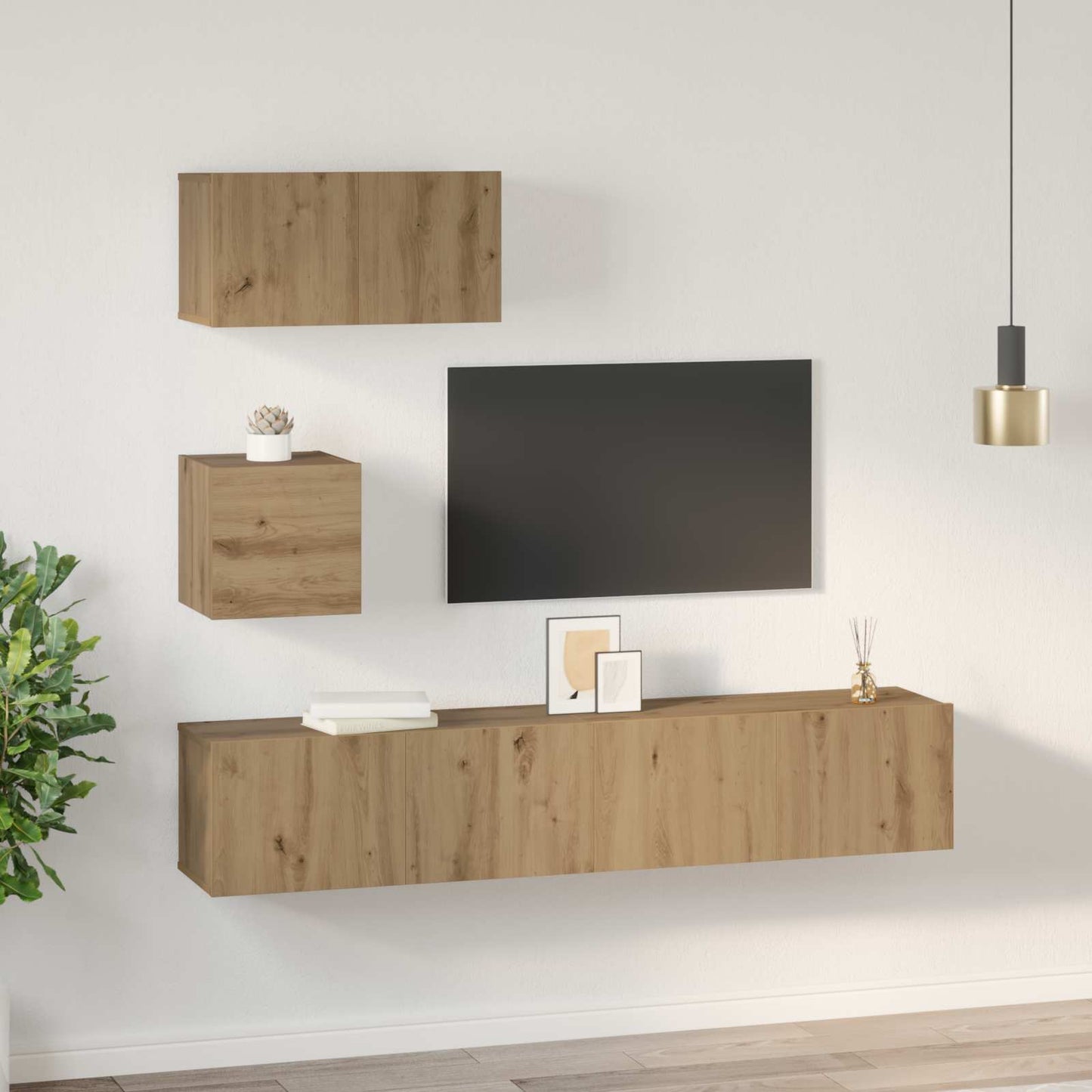 TV Cabinet Set Wall-mounted 3 pcs Artisan Oak Engineered Wood
