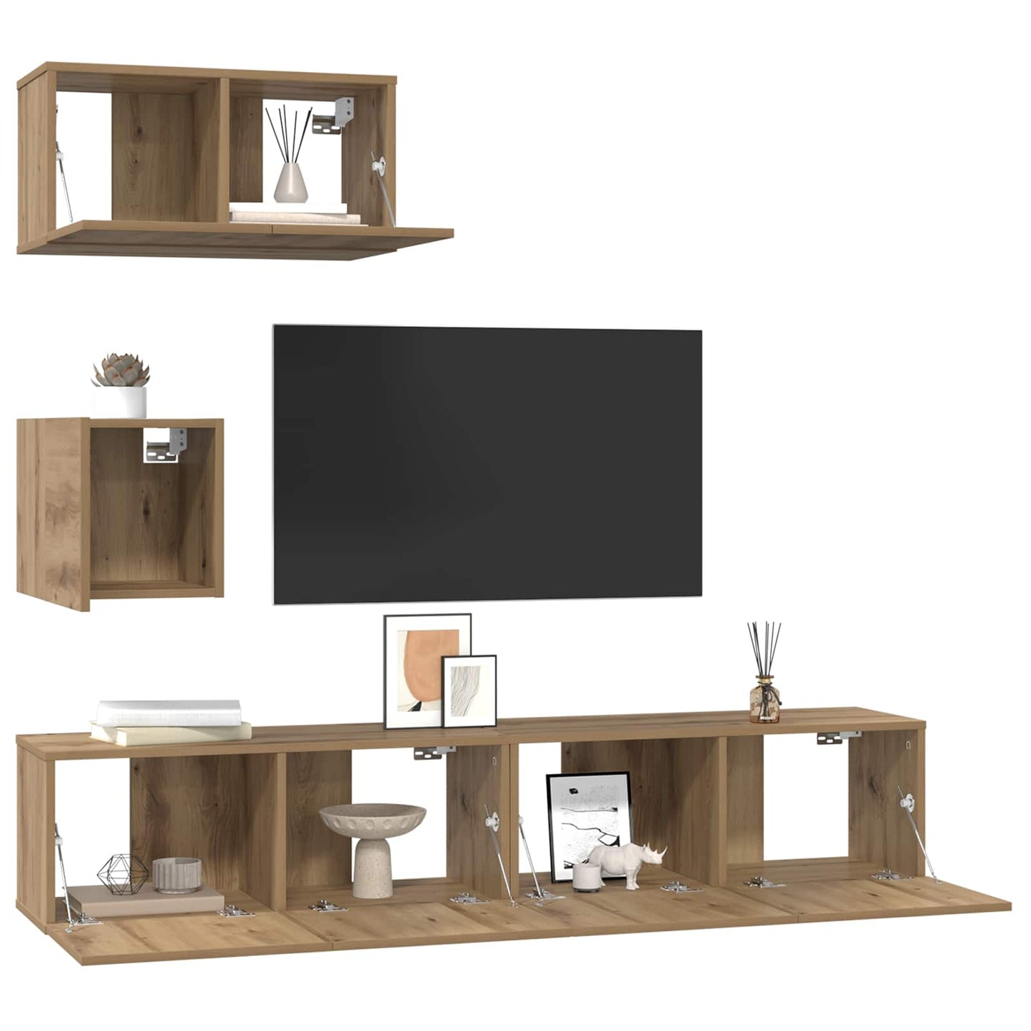 TV Cabinet Set Wall-mounted 3 pcs Artisan Oak Engineered Wood