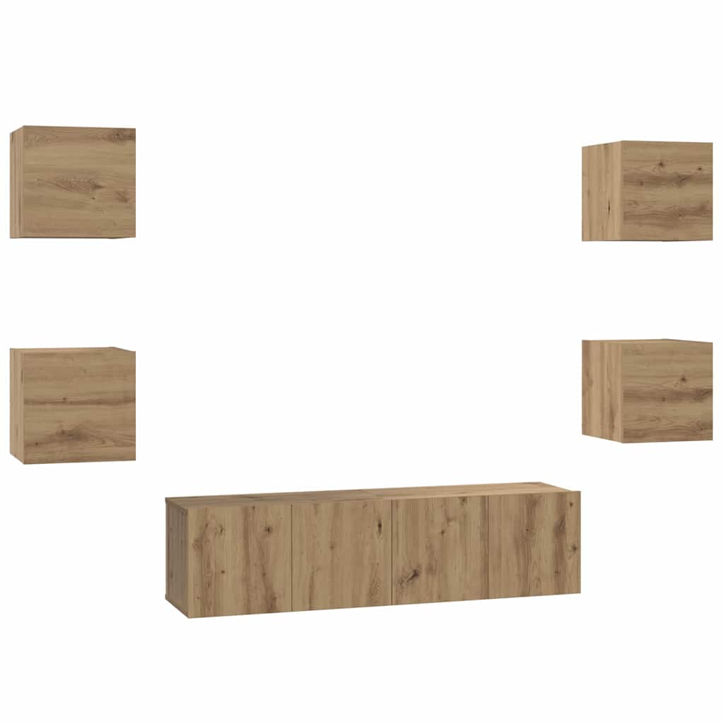 TV Cabinet Set Wall-mounted 6 pcs Artisan Oak Engineered Wood