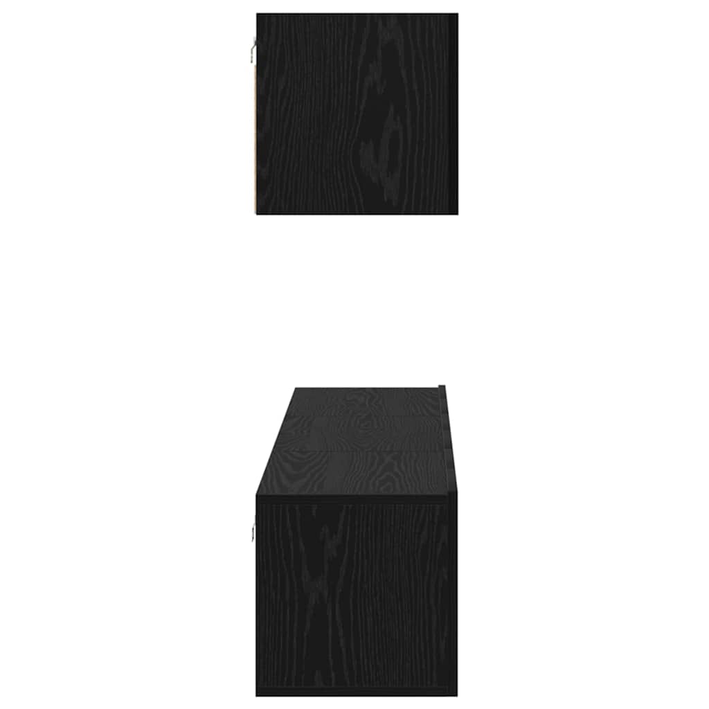 TV Cabinet Set Wall-mounted 4 pcs Black Oak Engineered Wood