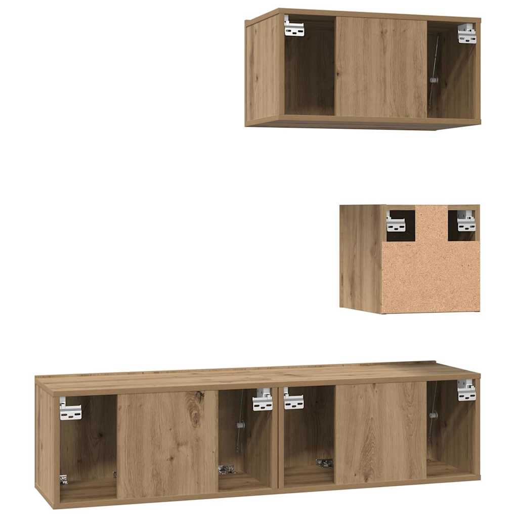 TV Cabinet Set 4 pcs Artisan Oak Engineered Wood