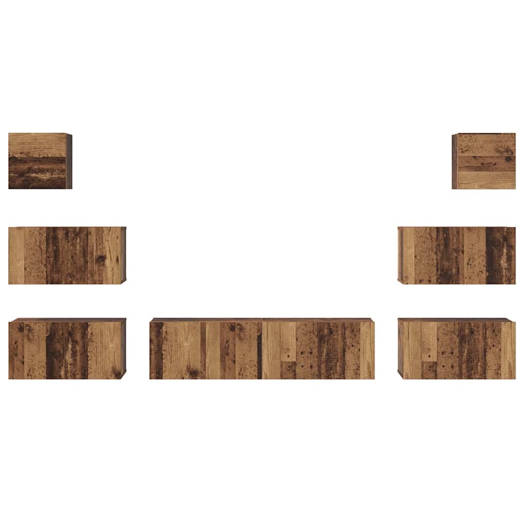 TV Cabinet Set Wall-mounted 8 pcs Old Wood Engineered Wood