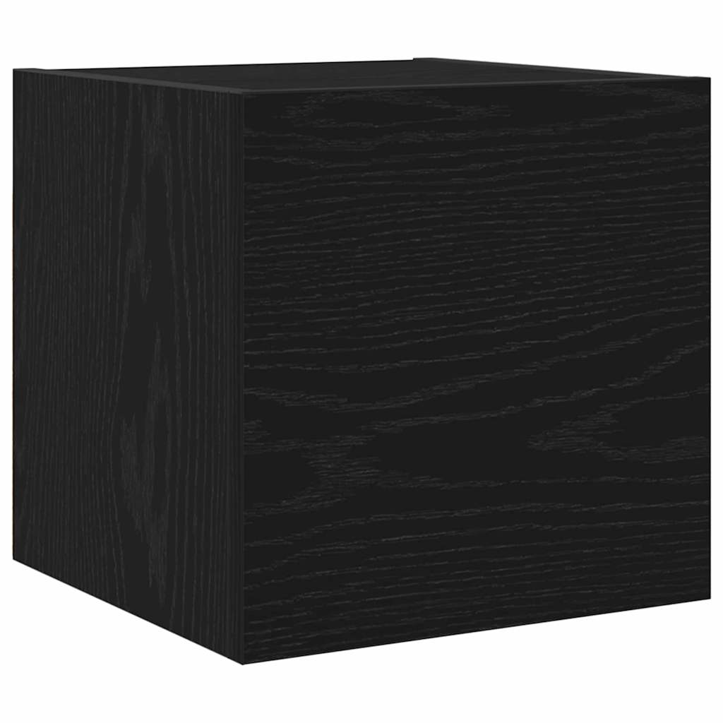 TV Cabinet Set Wall-mounted 8 pcs Black Oak Engineered Wood