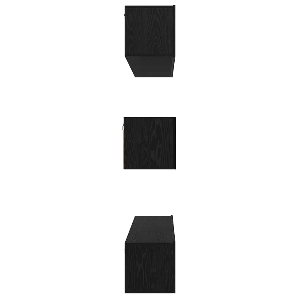 TV Cabinet Set Wall-mounted 8 pcs Black Oak Engineered Wood