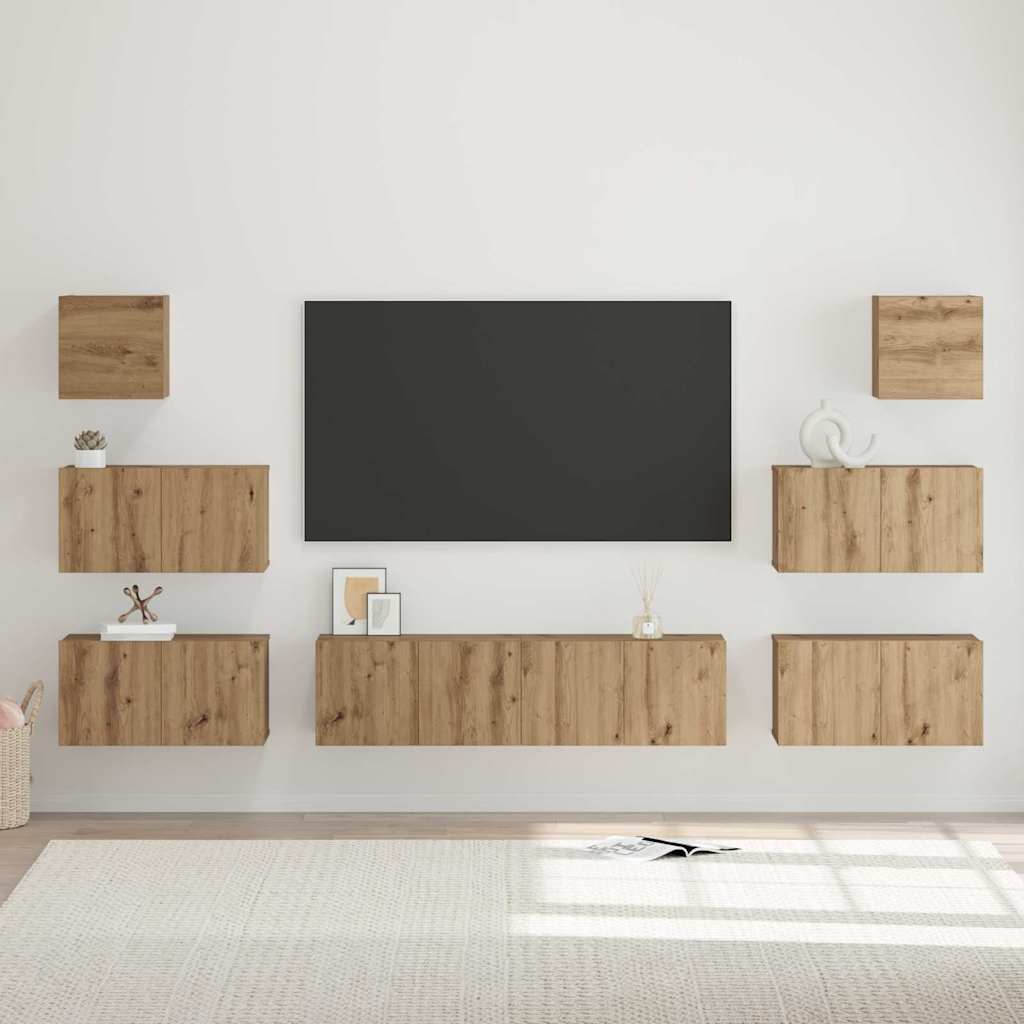 TV Cabinet Set 8 pcs Artisan Oak Engineered Wood