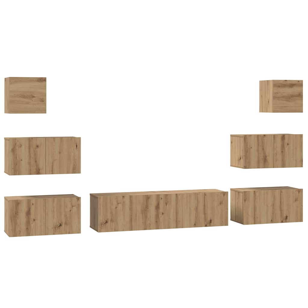 TV Cabinet Set 8 pcs Artisan Oak Engineered Wood