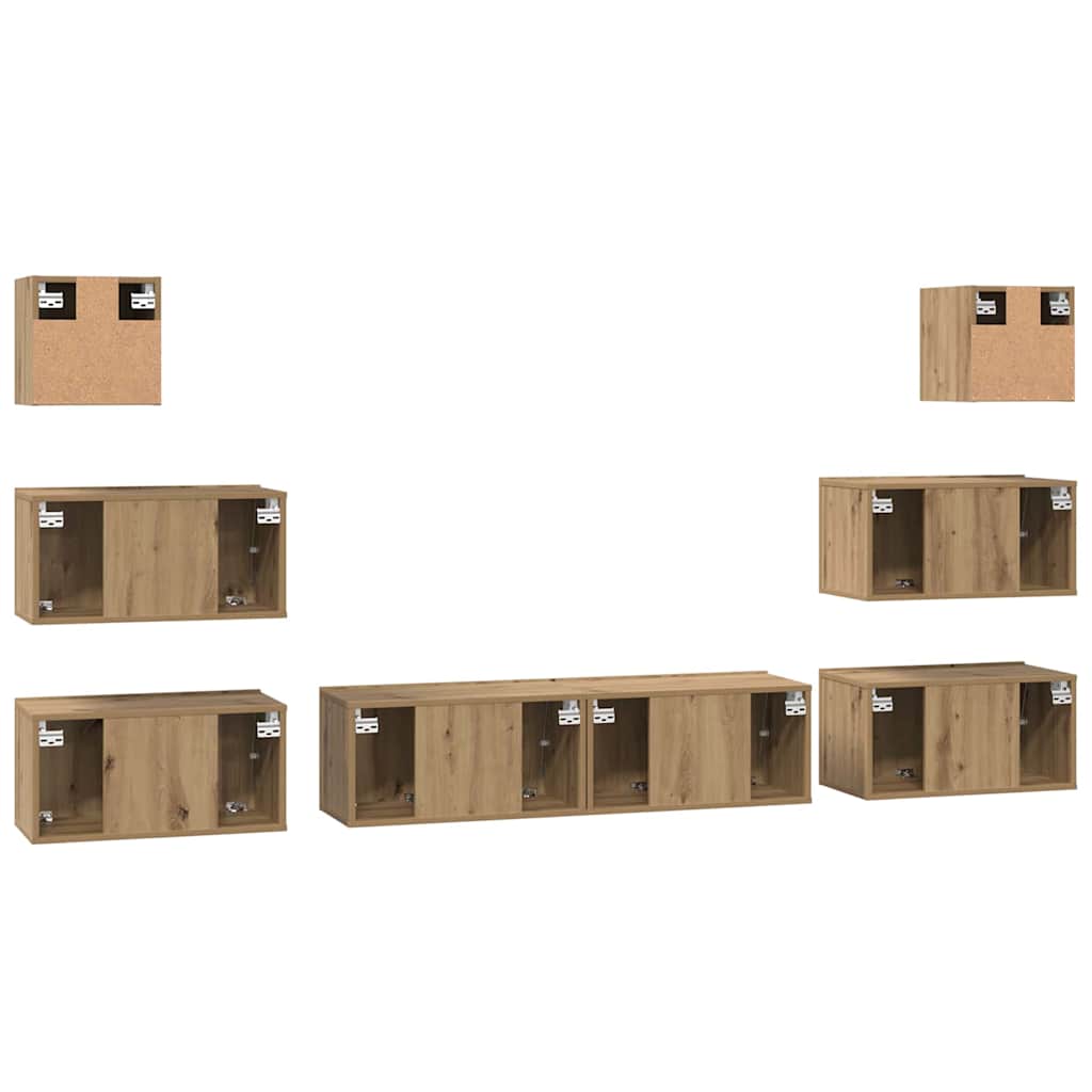 TV Cabinet Set 8 pcs Artisan Oak Engineered Wood
