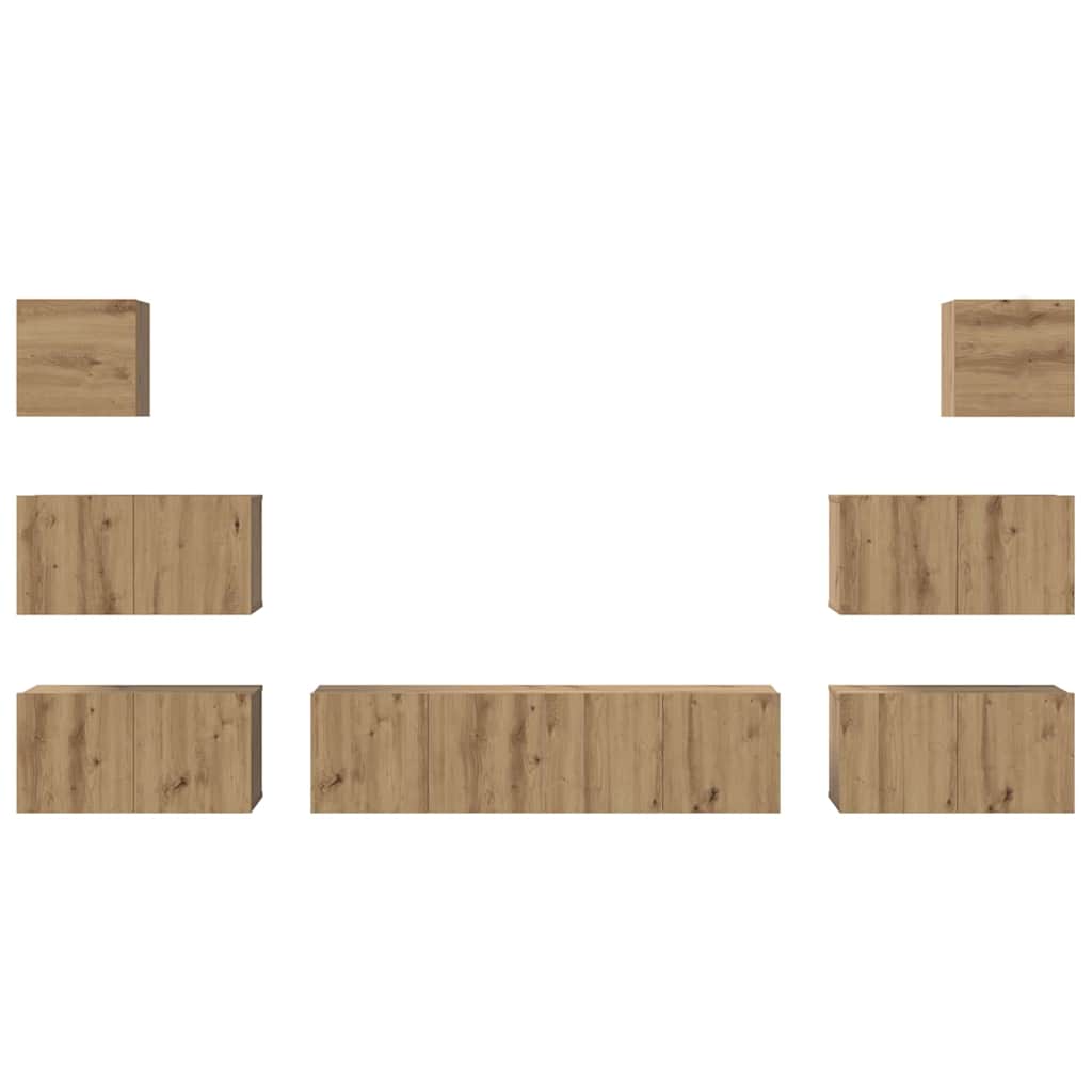 TV Cabinet Set 8 pcs Artisan Oak Engineered Wood