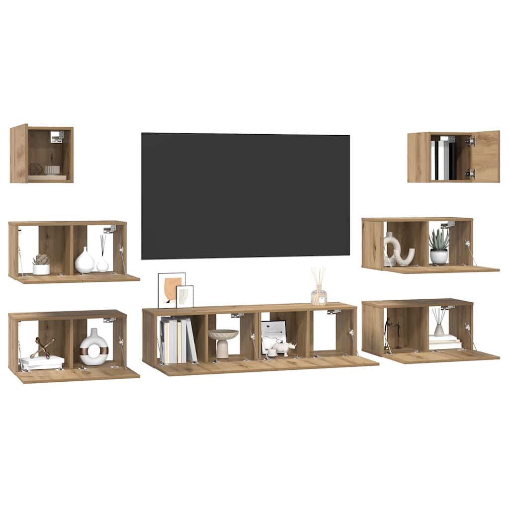 TV Cabinet Set 8 pcs Artisan Oak Engineered Wood